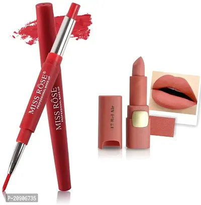 Miss Rose Professional Make-up Combo 2 Matte Lipstick 2in1-35#Oval47