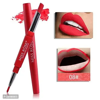 Miss Rose 2 In 1 Matte Lipstick with Lip Liner, 08, 2.1 g, Red