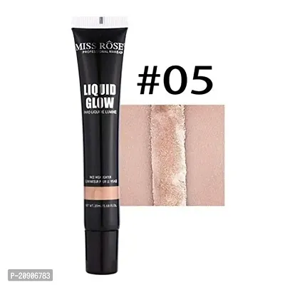 Miss rose Super Shimmer Brighten Liquid Highlighter Face Make Up Waterproof Bronzer Contour Glow Illuminating Profession Makeup, Beige, 20 ml