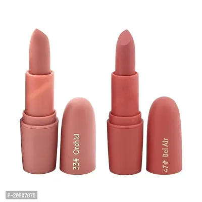 Miss Rose Moisturizing Waterproof Long Lasting Bullet Lipstick Smudge Proof (Pack Of 2) Matte Finish - Multicolor [33-47]