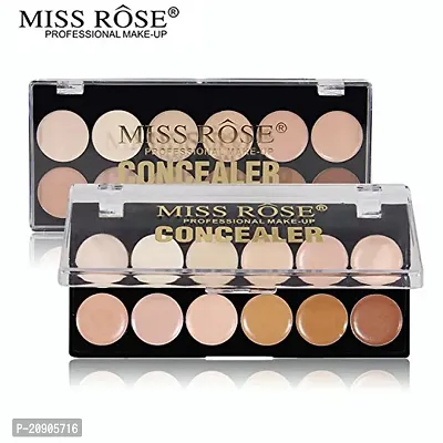 Miss Rose, Corrective Concealer Contour Palette Brighten Foundation Base Facial Cream Corrector for Wrinkle Dark Circle Set of 12 Color, Armygreen, Standard