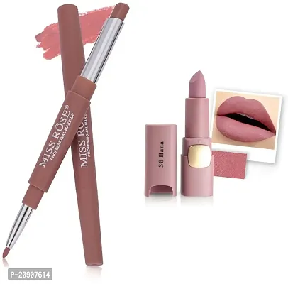 Miss Rose Professional Make-up Combo 2 Matte Lipstick 2in1-33#Oval38