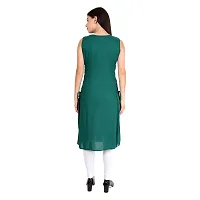 Rayon Fabric Sleeveless Round Neck Solid Casual Fancy Long Kurtis for Women-thumb1