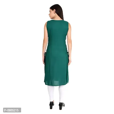 Rayon Fabric Sleeveless Round Neck Solid Casual Fancy Long Kurtis for Women-thumb2