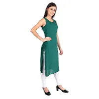 Rayon Fabric Sleeveless Round Neck Solid Casual Fancy Long Kurtis for Women-thumb4