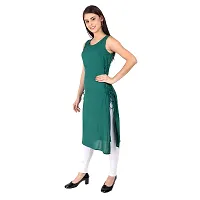 Rayon Fabric Sleeveless Round Neck Solid Casual Fancy Long Kurtis for Women-thumb3