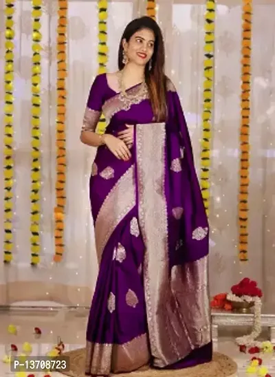 Stylish Art Silk Purple Printed Saree with Blouse piece For Women-thumb0