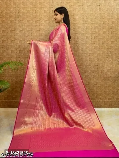 DAISY PETAL CREATION Women's Silk Printed Saree with Unstitched Blouse Piece. (Pink}-thumb5