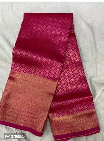 Stylish Art Silk Pink Woven Design Saree with Blouse piece For Women