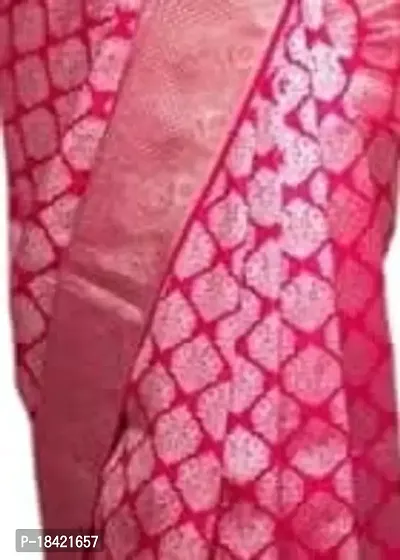 DAISY PETAL CREATION Women's Silk Printed Saree with Unstitched Blouse Piece (Pink-thumb5