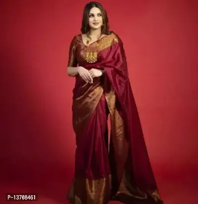 Stylish Art Silk Red Embellished Saree with Blouse piece For Women