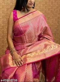 DAISY PETAL CREATION Women's Silk Printed Saree with Unstitched Blouse Piece [Pink]-thumb3