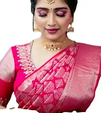 clicky Women's Silk Printed Saree with Unstitched Blouse Piece .(Pink).-thumb2