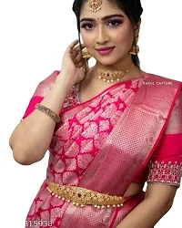 clicky Women's Silk Printed Saree with Unstitched Blouse Piece .(Pink).-thumb1