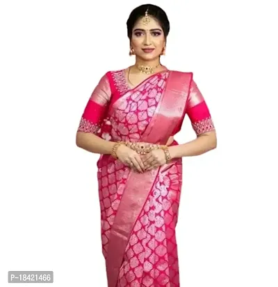 DAISY PETAL CREATION Women's Silk Printed Saree with Unstitched Blouse Piece (Pink)?-thumb0