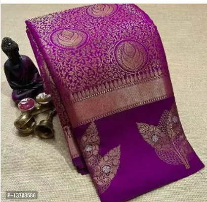 Stylish Art Silk Magenta Woven Design Saree with Blouse piece For Women-thumb0