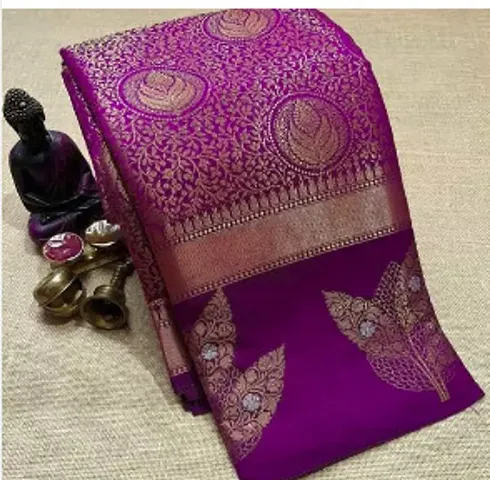 Stylish Art Silk Woven Design Saree with Blouse piece For Women