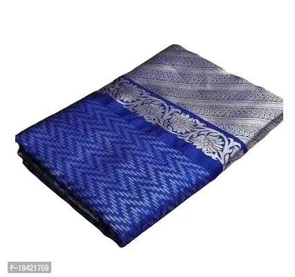 DAISY PETAL CREATION Women's Silk Printed Saree with Unstitched Blouse Piece (Dark Blue