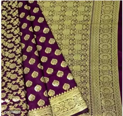 Stylish Art Silk Purple Woven Design Saree with Blouse piece For Women