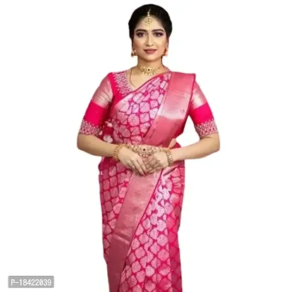 clicky Women's Silk Printed Saree with Unstitched Blouse Piece [Pink].-thumb0