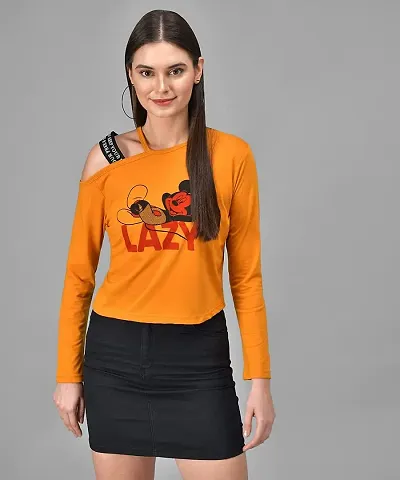 RAABTA FASHION Lazy Single Shoulder Half Sleeve Top