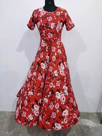 Stylish Crepe Floral Print Dress For Women