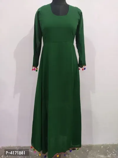 Stylish Georgette Green Solid Dress For Women-thumb0