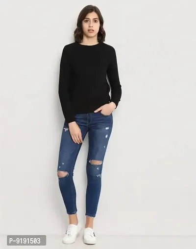 Women Stylish Self Pattern Sweatshirt-thumb4