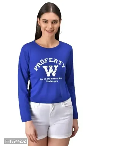 RAABTA FASHION Royal Blue W Printed Full Sleeve T-Shirt