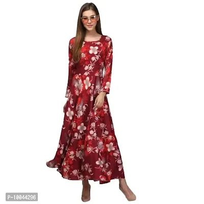 RAABTA FASHION Shiv- MRN 07 FLWeR PRNTD LNG DRS Maroon