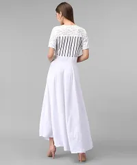 Stylish White Crepe Striped Fit And Flare Dress For Women-thumb1