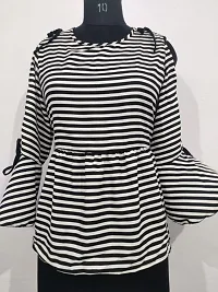 Black And White Strips With Sleeves And Shoulders Black Knotes Top-thumb1