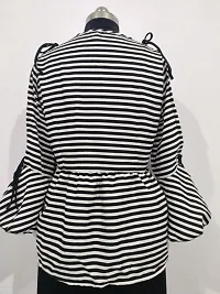 Black And White Strips With Sleeves And Shoulders Black Knotes Top-thumb2