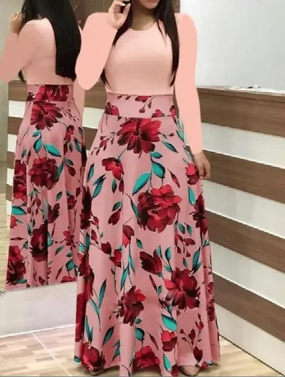 RAABTA UPPER LONG DRESS WITH FLOWER PRINT