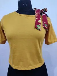 RWT-001T Mustard Tees With Shoulder Contrast Scarf Streps-thumb1