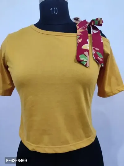 RWT-001T Mustard Tees With Shoulder Contrast Scarf Streps-thumb2