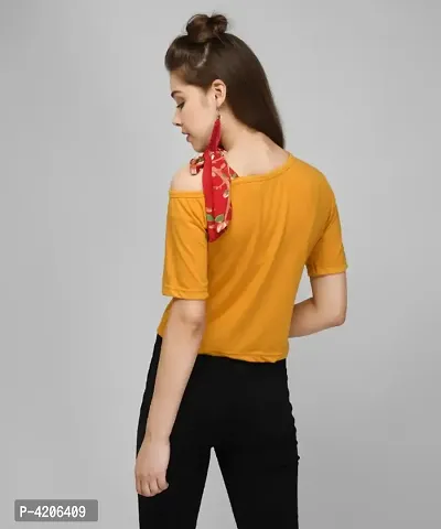 RWT-001T Mustard Tees With Shoulder Contrast Scarf Streps-thumb3