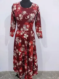 Stylish Crepe Maroon Printed Dress For Women-thumb1