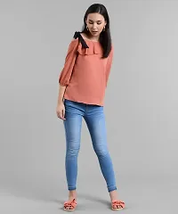 Pastel Orange Balloon Slv Top With One Side BLACK Knts-thumb2