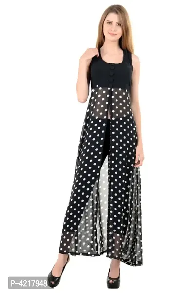 Black Dot Print Paid Dress-thumb0