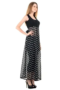 Black Dot Print Paid Dress-thumb2