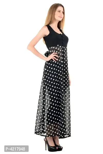 Black Dot Print Paid Dress-thumb3