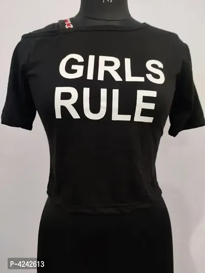 Black Top With Girls Rule Print-thumb3