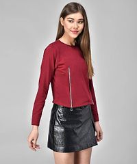 Raabta Maroon Double Zipper Tees With Full Sleeves-thumb2