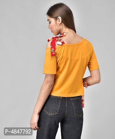 Raabta Mustard Single Shoulder  Waist Knot Top-thumb2