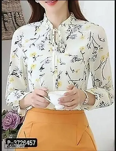 Womens White Flower Print With Tie Top-thumb0