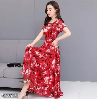 Womens RWD-01029 Red Flower Print Dress
