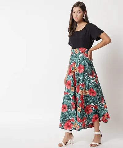 Long Printed Fit And Flare Dresses