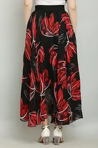 RAABTA BLACK WITH  RED JESMIN FLOWER PRINTED LONG SKIRT-thumb1