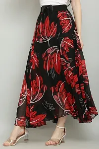 RAABTA BLACK WITH  RED JESMIN FLOWER PRINTED LONG SKIRT-thumb2